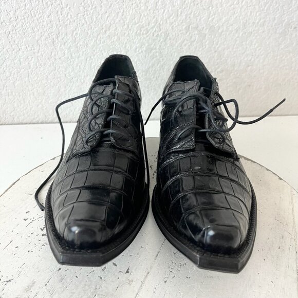 Rod Patrick Womens Lace Up Shoes 9.5 C Black Caiman Western Boots Loafers Ankle - Picture 5 of 12